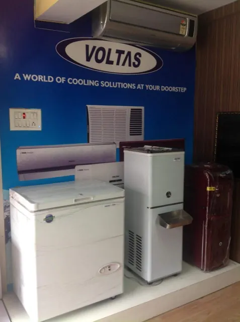 Cooling equipment display with air conditioners and water coolers