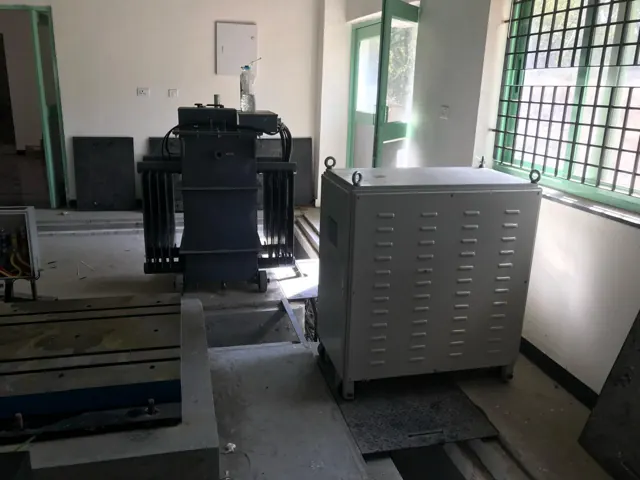 Electrical equipment cabinets in a testing room