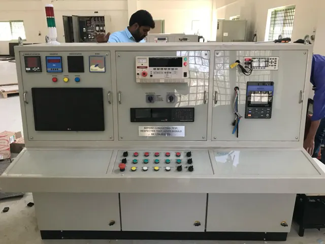 Electrical test console with meters and controls