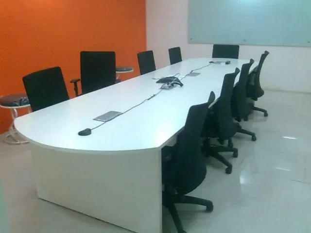 Meeting room with table power and communication connections