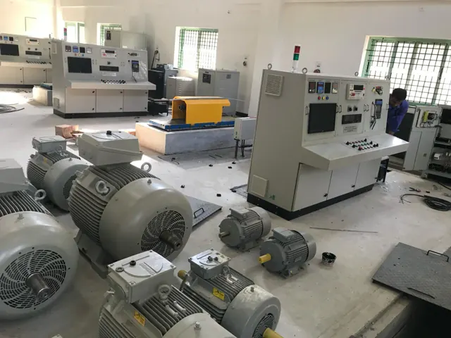 Industrial motors and electrical testing consoles